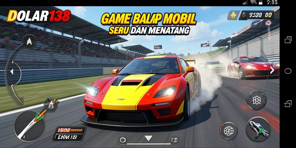 Gameplay seru dari DOLAR138 saat balapan di trek yang menantang.